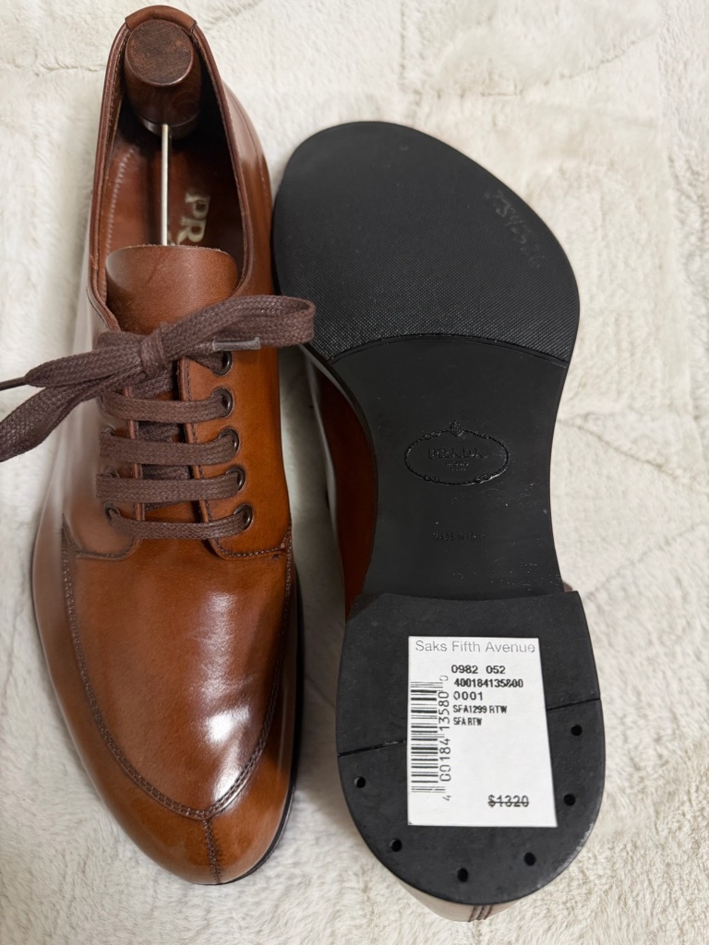 NEW! $1,320 Prada Split Toe Apron Lace Up Derby Oxford Brown Shoes 10.5 11 - Picture 9 of 14